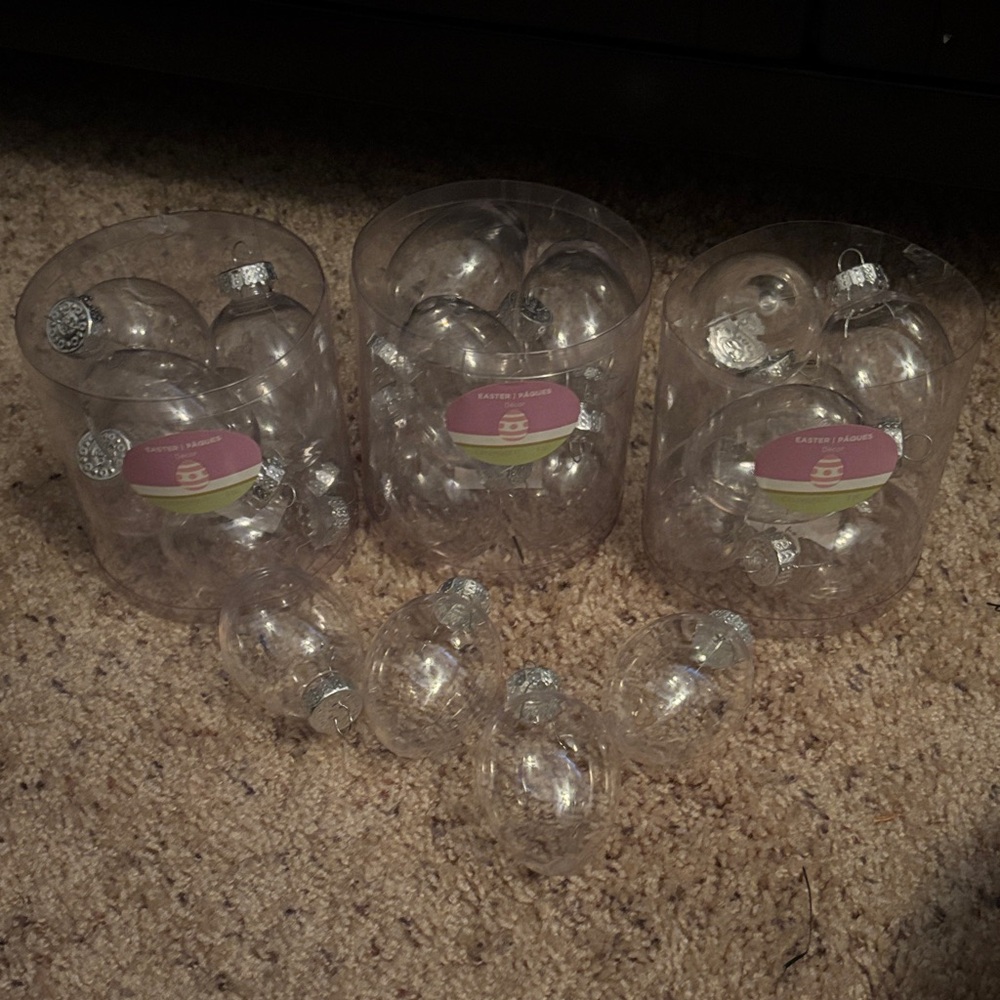 Clear Plastic Fillable Holiday Ornaments Set New